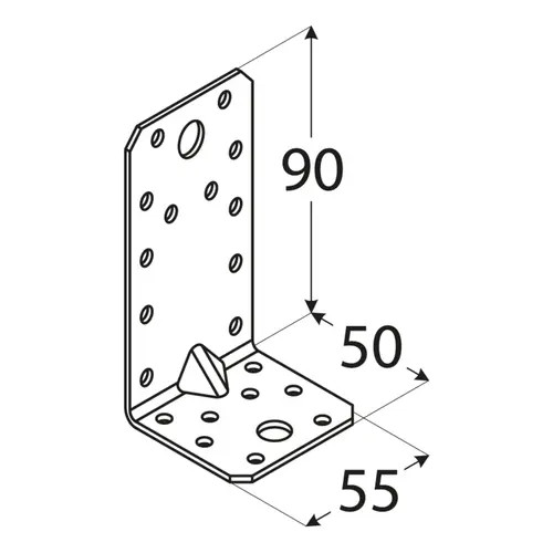 erősített sarokvas  90 x 50 x 55 x 2 mm, KPL3