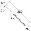 süllyesztettfejű faszerkezetépítő csavar 6,0 x 280 mm (100 db/doboz)