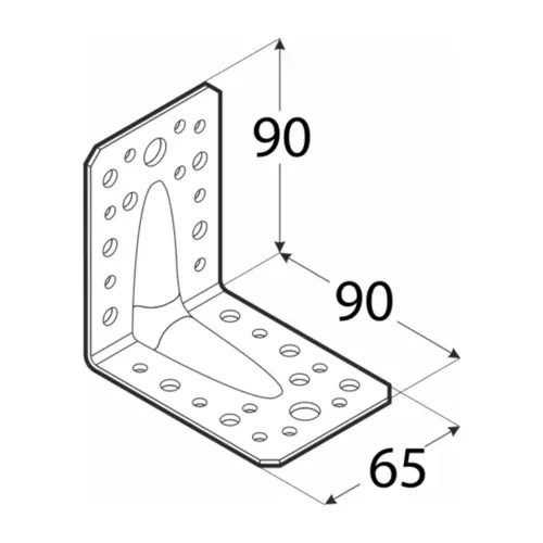 erősített sarokvas  90 x 90 x 65 x 2,5 mm KP1