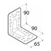 erősített sarokvas  90 x 90 x 65 x 2,5 mm KP11