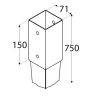 üthető oszloptartó  91 x 750 x 2 mm PSG90/750