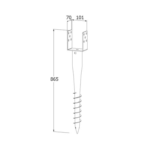 talajcsavar  100 x 865 x 1,8 mm PWU 100/865