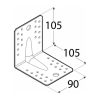 erősített sarokvas 105 x 105 x 90 x 2,5 mm KP2